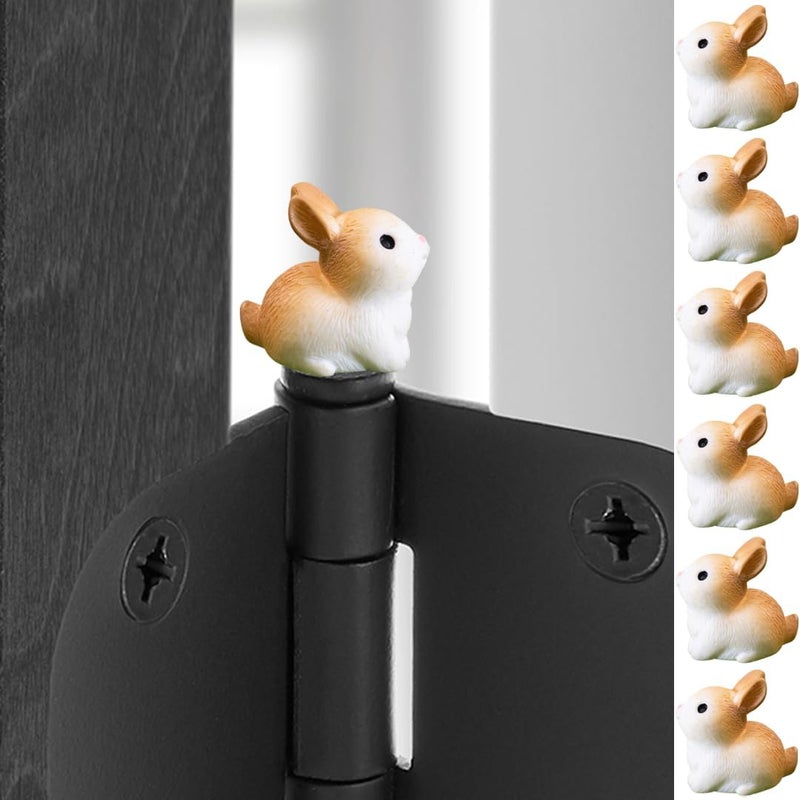 Wallertree Mini Rabbit Door Hinge Toppers Set of 6 - Magnetic Hinge Heads Decorative Topper - Whimsical Animal Miniature Charms for Home Decor - Image 1